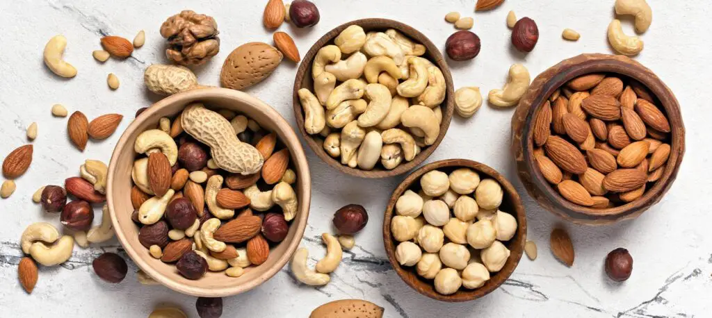 Nuts like almonds, walnuts, and cashews 