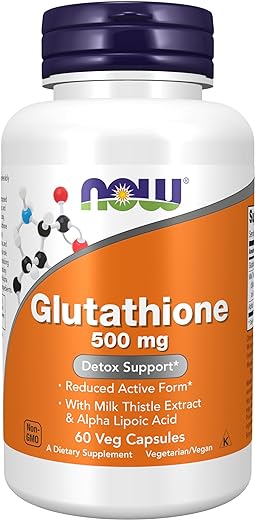 NOW Supplements, Glutathione 500 mg, With Milk Thistle Extract & Alpha Lipoic Acid, Free Radical Neutralizer*, 60 Veg Capsules