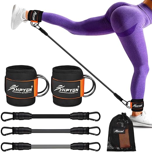Ankle Resistance Bands, Ankle Bands for Working Out with Cuffs, Resistance Bands for Leg Butt Training Workout Equipment for Kickbacks Hip Gluteus Training Exercises, Ankle Strap with Exercise Bands