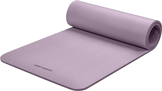 Retrospec Solana Yoga Mat 1/2" Thick w/Nylon Strap for Men & Women - Non Slip Exercise Mat for Yoga, Pilates, Stretching, Floor & Fitness Workouts